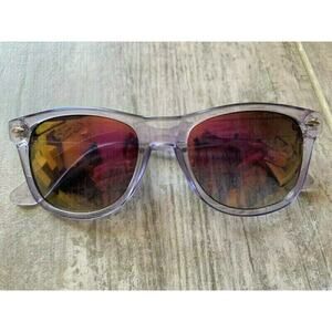 SURGE Sunglasses Beach Summer Clear Purple Frames Purple Rainbow Lenses NEW